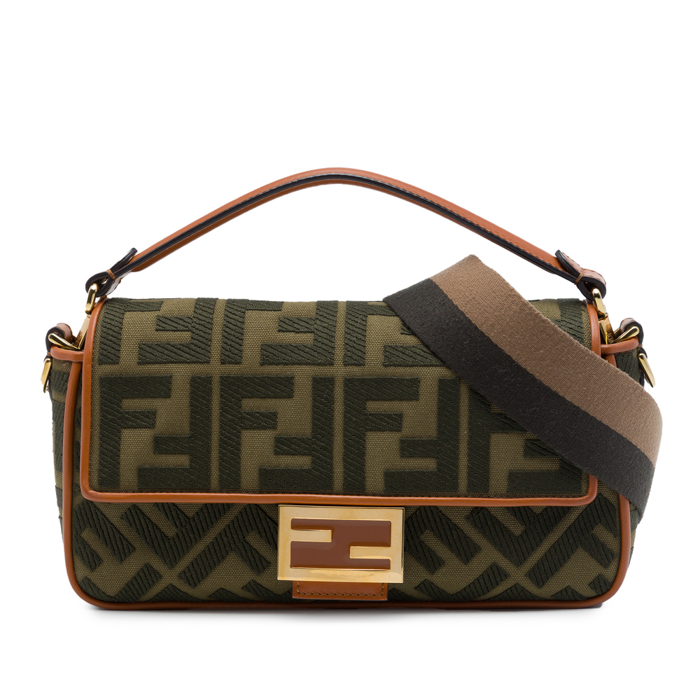 Pre-Loved Fendi Zucca Embroidered Canvas Baguette Satchel